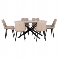 ΣΕΤ ΤΡΑΠΕΖΑΡΙΑΣ 7ΤΜΧ ISKA HM21363 ΚΕΡΑΜΙΚΟ TOP/ΜΕΤΑΛ. ΠΟΔΙΑ--PU ΜΠΕΖ/ΜΕΤΑΛ.ΠΟΔΙΑ