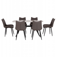 ΣΕΤ ΤΡΑΠΕΖΑΡΙΑΣ 7ΤΜΧ AIKA HM21364 ΚΕΡΑΜΙΚΟ TOP/ΜΕΤΑΛ. ΠΟΔΙΑ--PU ΓΚΡΙ/ΜΕΤΑΛ.ΠΟΔΙΑ