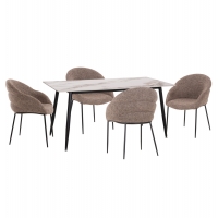 ΣΕΤ ΤΡΑΠΕΖΑΡΙΑΣ 5ΤΜΧ DRENNY HM10952.03 ΚΕΡΑΜΙΚΟ TOP--ΥΦΑΣΜΑ TAUPE & ΜΕΤΑΛ.ΠΟΔΙΑ