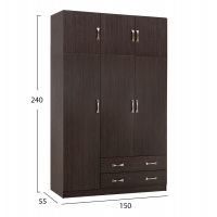 ΝΤΟΥΛΑΠΑ 3ΦΥΛΛΗ ΜΕ ΠΑΤΑΡΙ CARLY HM10891.01 ΜΕΛΑΜΙΝΗ ΣΕ ZEBRANO 150X55Χ240Υεκ.