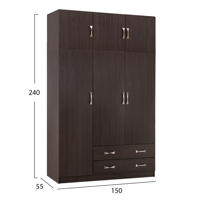 ΝΤΟΥΛΑΠΑ 3ΦΥΛΛΗ ΜΕ ΠΑΤΑΡΙ CARLY HM10891.01 ΜΕΛΑΜΙΝΗ ΣΕ ZEBRANO 150X55Χ240Υεκ.