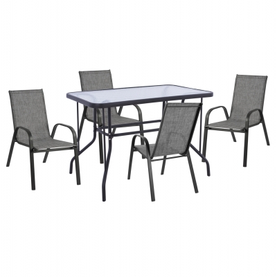 ΣΕΤ ΤΡΑΠΕΖΑΡΙΑΣ 5ΤΜΧ ADAM HM10897.01 ΤΡΑΠΕΖΙ 110x60εκ & 4 ΠΟΛΥΘΡΟΝΕΣ--ΓΚΡΙ