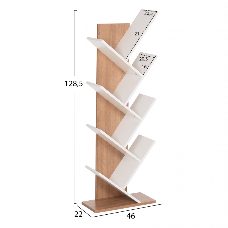 ΒΙΒΛΙΟΘΗΚΗ LIANA HM9028.14 ΜΕΛΑΜΙΝΗ SONAMA/ΛΕΥΚΟ 46x22x128,5Yεκ.