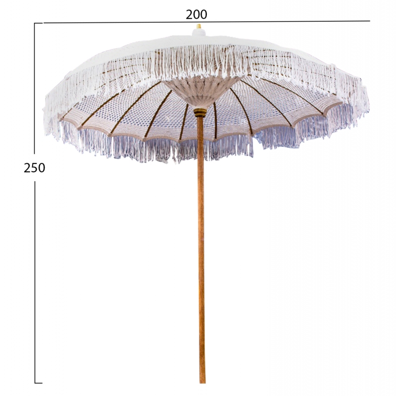 ΟΜΠΡΕΛΑ ΜΠΑΛΙΝΕΖΙΚΗ ΜΑΚΡΑΜΕ ΜΠΕΖ ΞΥΛO TEAK Φ200X250εκ. HM6035.91
