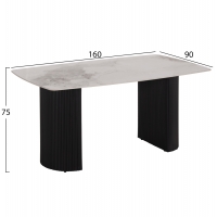 ΤΡΑΠΕΖΙ ΤΡΑΠΕΖΑΡΙΑΣ MINAO HM18418 MDF ΠΟΔΙΑ ΣΕ ΣΚΟΥΡΟ ΓΚΡΙ--ΚΕΡΑΜΙΚΟ TOP 160x90x75Υεκ