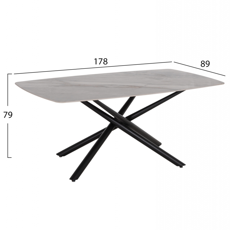 ΤΡΑΠΕΖΙ ΤΡΑΠΕΖΑΡΙΑΣ ISKA HM18423 ΚΕΡΑΜΙΚΟ TOP ΣΕ ΛΕΥΚΟ/ΚΑΦΕ ΜΑΡΜΑΡΟ 178x89x79Υεκ