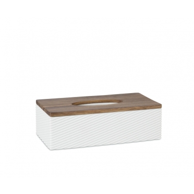 Andrea House - Θήκη Για Χαρτομάντηλα Polyresin Stripes Acacia Wood