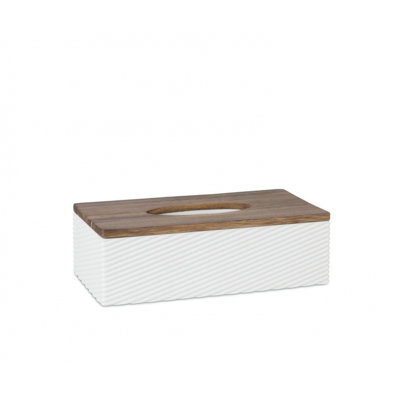 Andrea House - Θήκη Για Χαρτομάντηλα Polyresin Stripes Acacia Wood