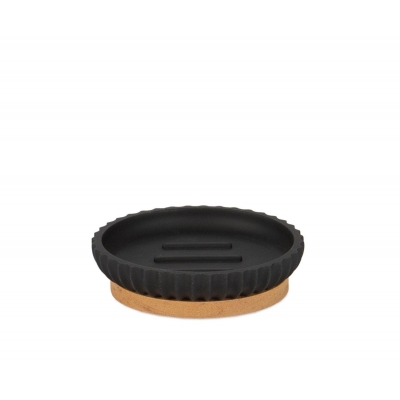 Andrea House - Βάση Για Σαπούνι Wood/Black Resin