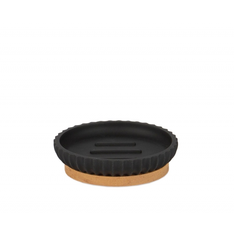 Andrea House - Βάση Για Σαπούνι Wood/Black Resin