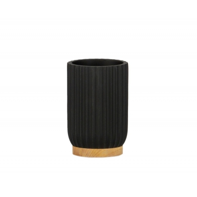 Andrea House - Ποτηράκι Για Οδοντόβουρτσες Wood/Balck Resin