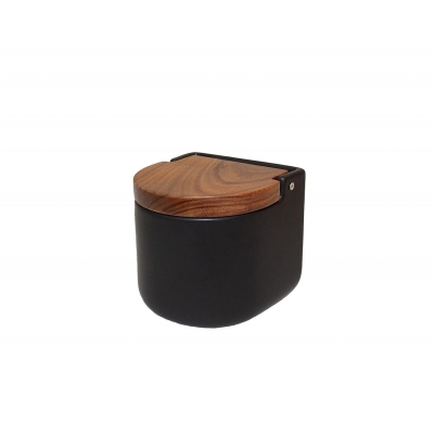 Andrea House - Κεραμικό Δοχείο Για Αλάτι Ceramic Black/Acacia