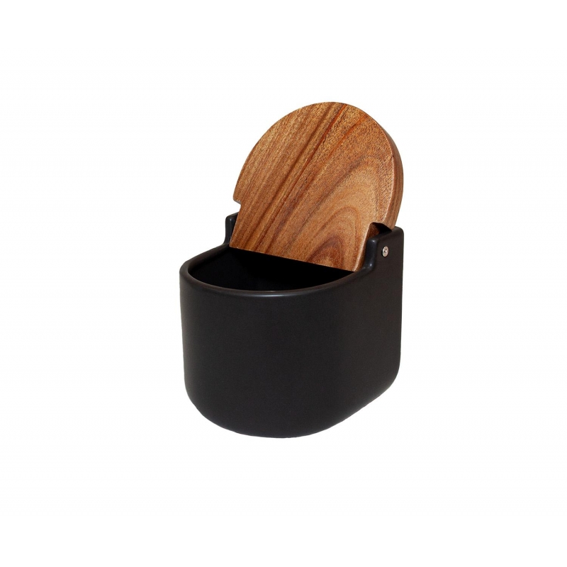 Andrea House - Κεραμικό Δοχείο Για Αλάτι Ceramic Black/Acacia Andrea House - Κεραμικό Δοχείο Για Αλάτι Ceramic Black/Acacia