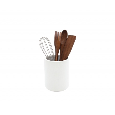 Andrea House - Θήκη Για Κουτάλες Ceramic White Με 4 Εργαλεία Κουζίνας