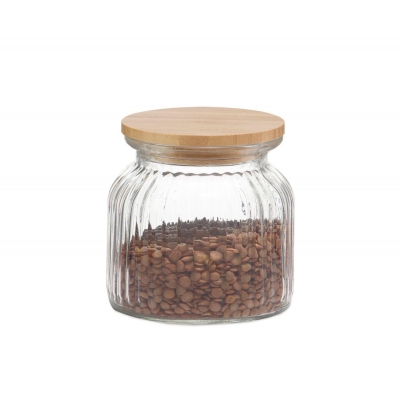 Andrea House - Γυάλινο Δοχείο Με Καπάκι Bamboo 600ml
