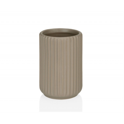 Andrea House - Ποτηράκι Για Οδοντόβουρτσες Stripe Ceramic Beige