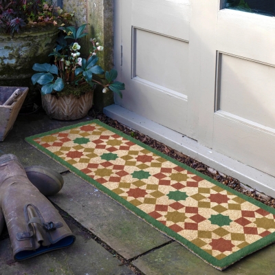 Artsy Mats - Μεγάλο Χαλάκι Εισόδου Green Moroccan Tile Pattern 120x40cm