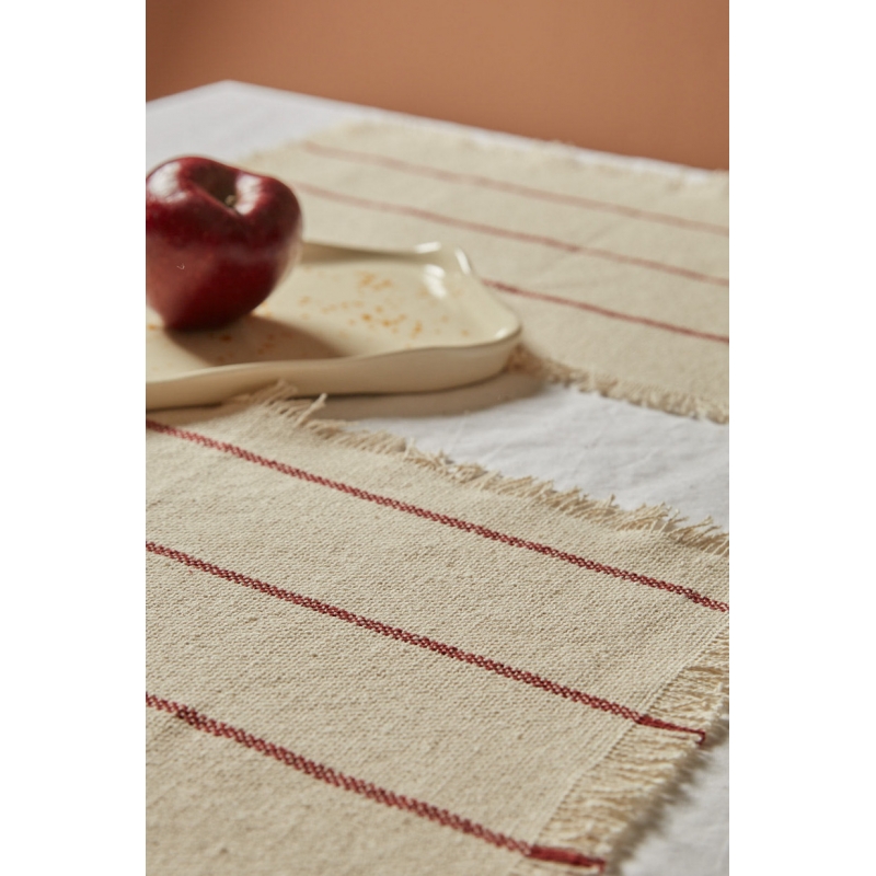 Calma House - Βαμβακερό Σουπλά Ploma Red 35x50cm