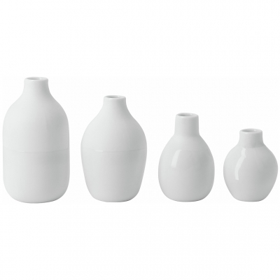 Raeder - Σετ 4 τμχ Βάζα Πορσελάνης Mini Bottles White
