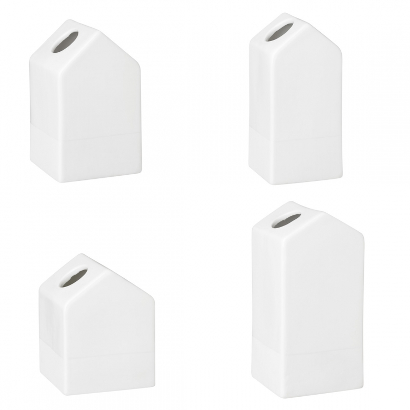 Raeder - Σετ 4 Μίνι Βάζα Πορσελάνης Houses White