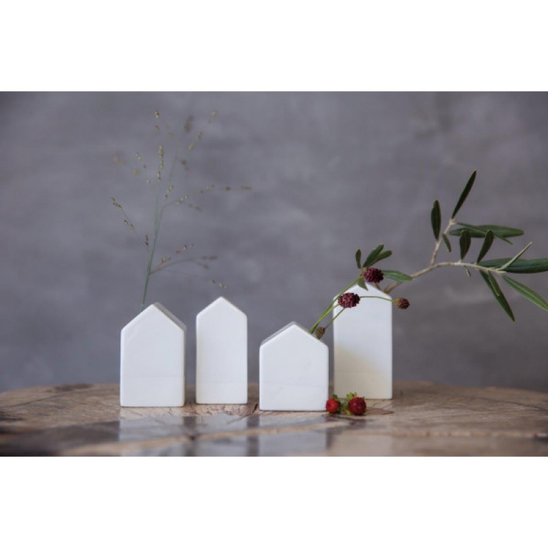 Raeder - Σετ 4 Μίνι Βάζα Πορσελάνης Houses White