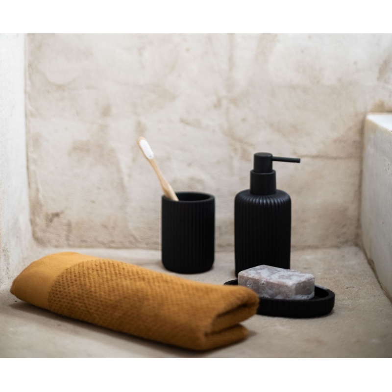 Andrea House - Ποτηράκι Για Οδοντόβουρτσες Black Resin Stripes Andrea House - Ποτηράκι Για Οδοντόβουρτσες Black Resin Stripes