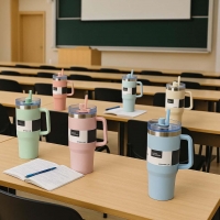 Θερμός ποτήρι 1200ml μπλε ανοξείδωτο με καλαμάκι
