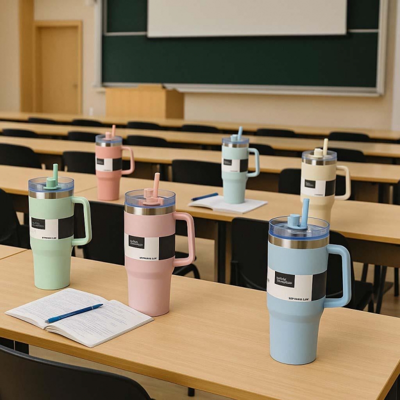 Θερμός ποτήρι 1200ml μπλε ανοξείδωτο με καλαμάκι