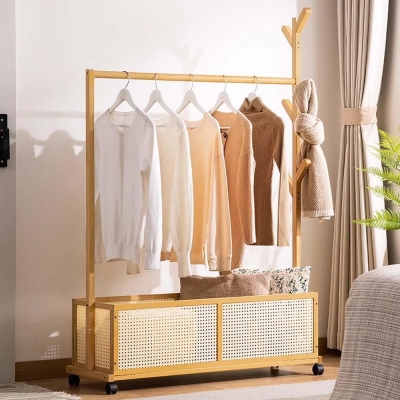 Κρεμάστρα ράγα οργάνωσης ρούχων με ρόδες Nextdeco μπαμπού Υ152x100x34εκ Κρεμάστρα ράγα οργάνωσης ρούχων με ρόδες Nextdeco μπαμπού Υ152x100x34εκ
