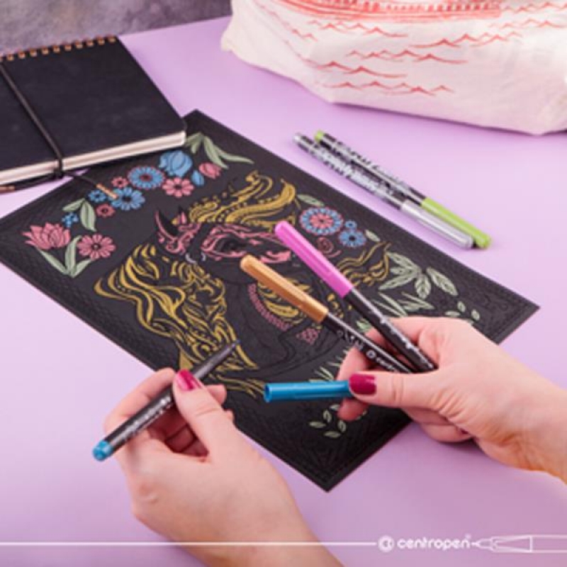 Centropen μαρκαδόροι "Shine 4black" 6 χρώματα Centropen μαρκαδόροι "Shine 4black" 6 χρώματα
