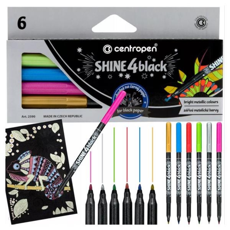 Centropen μαρκαδόροι "Shine 4black" 6 χρώματα Centropen μαρκαδόροι "Shine 4black" 6 χρώματα