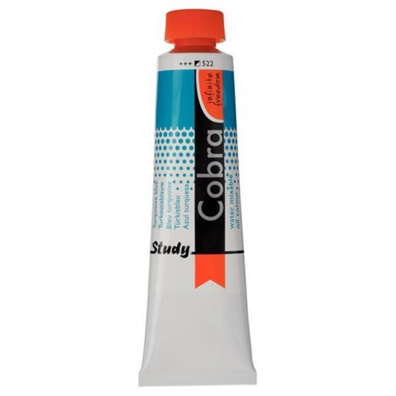 Talens Cobra Study water mixable oil 522 turq. blue 40ml. Talens Cobra Study water mixable oil 522 turq. blue 40ml.