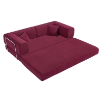 Compressed Nextdeco τριθέσιος καναπές-κρεβάτι μπορντώ 200x100x75εκ.