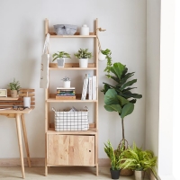Ραφιέρα με ντουλάπι Nextdeco Natural μασίφ ξύλο Y180x60x38εκ.