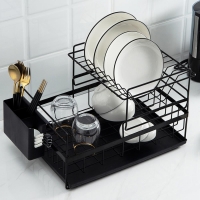 Πιατοθήκη διόροφη μεταλλική μαύρη Y26,5x39x27,5εκ. Πιατοθήκη διόροφη μεταλλική μαύρη Y26,5x39x27,5εκ.