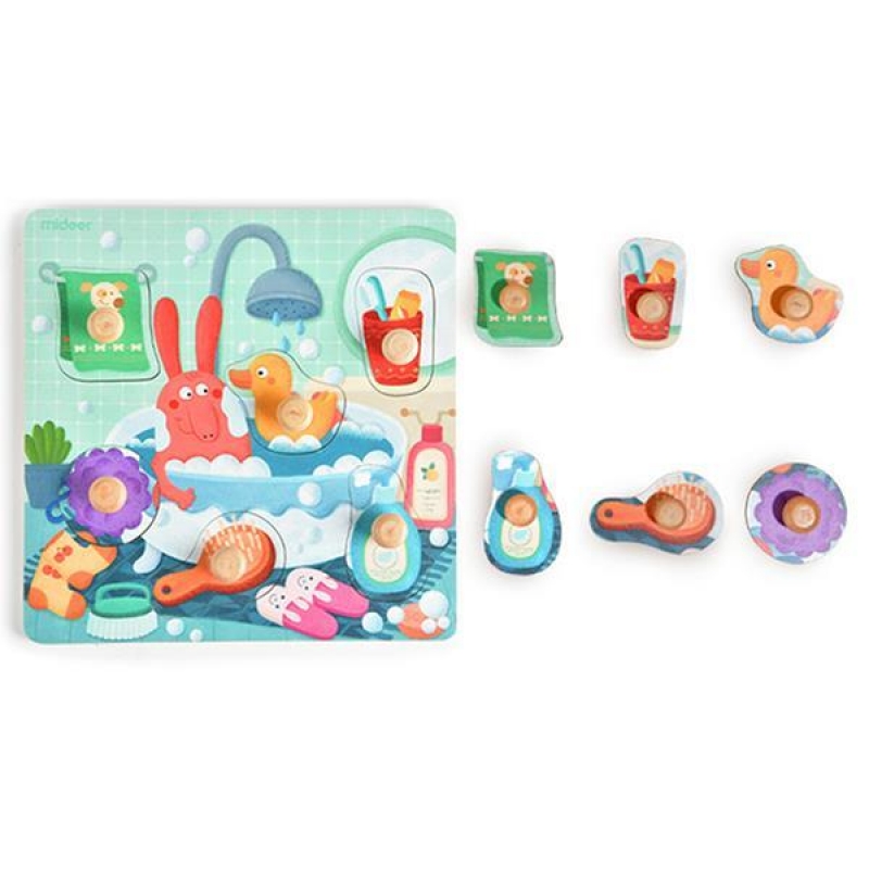 Mideer παζλ - σφηνώματα ξύλινο "Bath Time" 22,5x22,5εκ. 6 τεμαχίων Mideer παζλ - σφηνώματα ξύλινο "Bath Time" 22,5x22,5εκ. 6 τεμαχίων