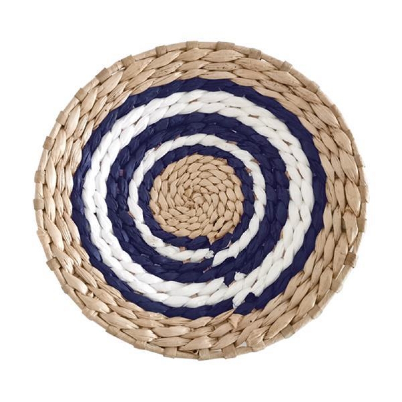 Δίσκος Boho διακοσμητικός ψάθινος φυσικό/λευκό/μπλε Ø25εκ. Δίσκος Boho διακοσμητικός ψάθινος φυσικό/λευκό/μπλε Ø25εκ.