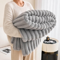 Κουβέρτα faux fur γκρι 200x230εκ.