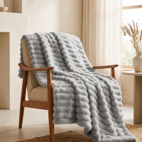 Κουβέρτα faux fur γκρι 200x230εκ.