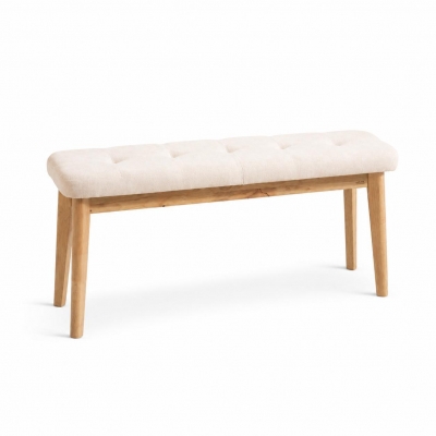 Παγκάκι Nextdeco Natural μασίφ ξύλο λευκό μαξιλάρι Υ45,5×85×31,5εκ.