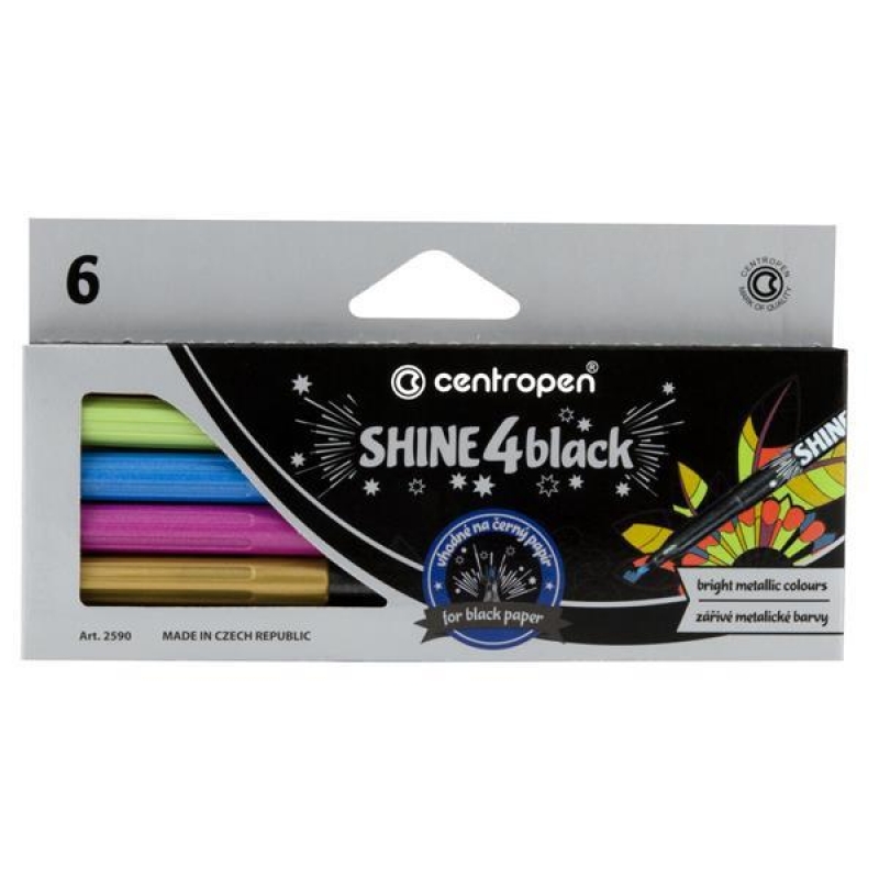 Centropen μαρκαδόροι "Shine 4black" 6 χρώματα Centropen μαρκαδόροι "Shine 4black" 6 χρώματα