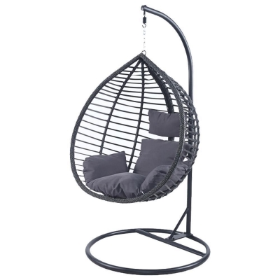 Κρεμαστή Κούνια Nextdeco Nadin rattan με γκρι μαξιλάρια Υ110x118x68εκ.
