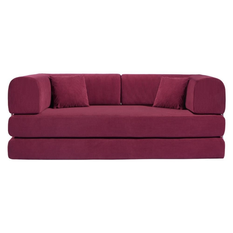 Compressed Nextdeco τριθέσιος καναπές-κρεβάτι μπορντώ 200x100x75εκ.