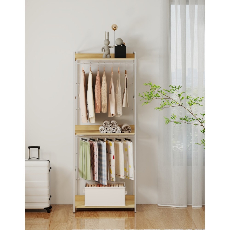 Κρεμάστρα ράγα οργάνωσης ρούχων Nextdeco λευκή - δρυς Υ200x60x40εκ.