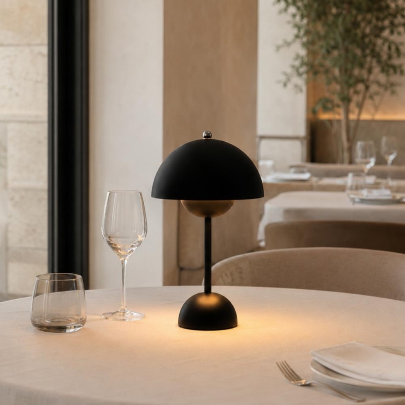 Φωτιστικό επιτραπέζιο Nextdeco LED μεταλλικό και ακρυλικό μαύρο αφής Φ18xΥ31εκ.