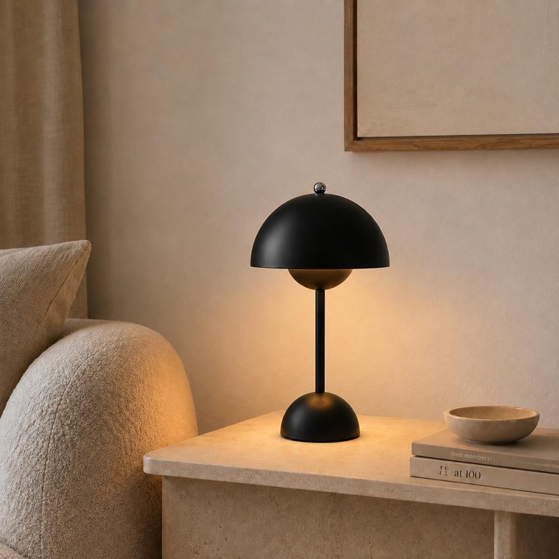 Φωτιστικό επιτραπέζιο Nextdeco LED μεταλλικό και ακρυλικό μαύρο αφής Φ18xΥ31εκ.