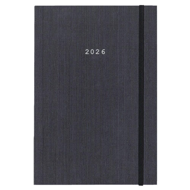 Next ημερολόγιο 2026 fabric ημερήσιο δετό γκρι με λάστιχο 17x25εκ.