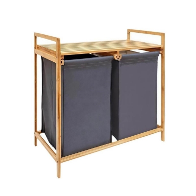 Καλάθι απλύτων διπλό Nextdeco μπαμπού Υ67x70x36.5εκ.