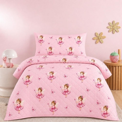 Κουβερλί με μαξιλαροθήκη παιδικό fairytale girls από 100% μικροΐνες 160x220εκ.