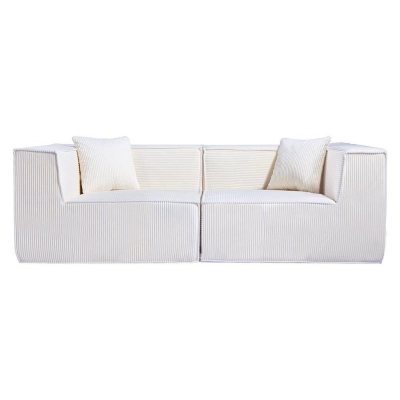 Compressed Nextdeco καναπές τριθέσιος κοτλέ ιβουάρ Υ63x208x101εκ.